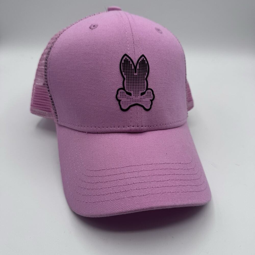 Psycho Bunny Pink Trucker Hat Mesh Back Snapback Bunny Logo One Size